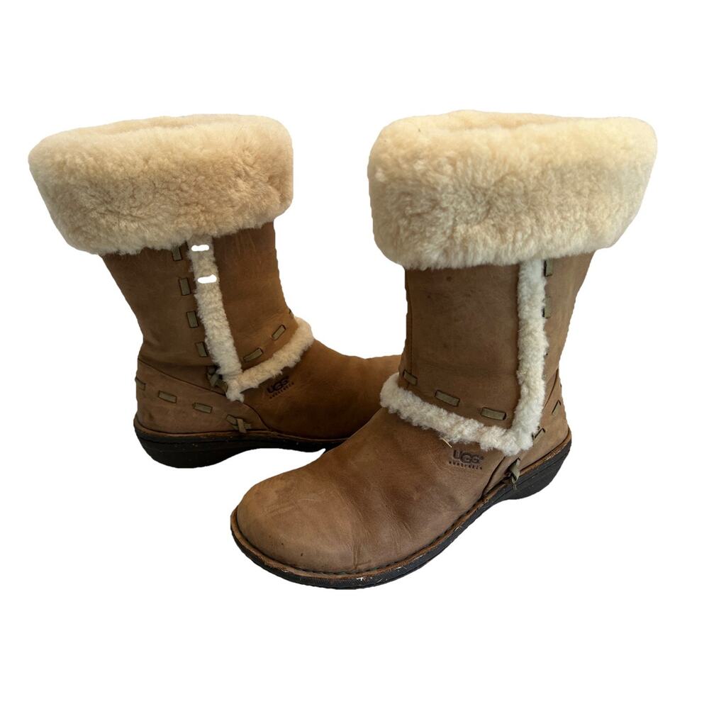 UGG Australia Boots Shearling Mid Calf Size 7 US Uggs 5137 Brown F80081